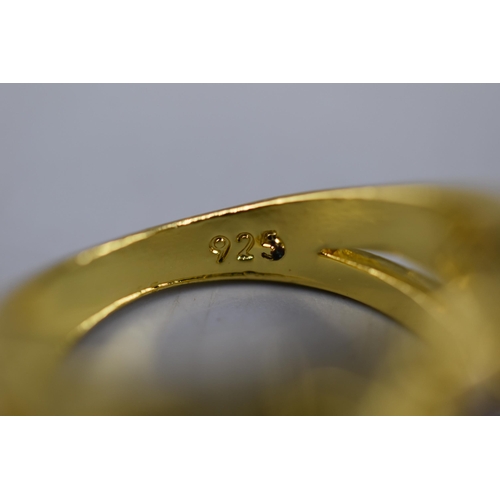 61 - Two 14ct Gold Plated 925. Silver Clear Stoned Rings