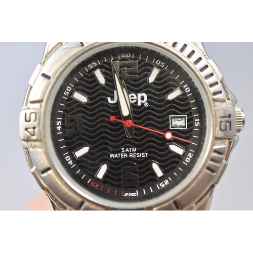 73 - Jeep Gents Date Watch with Stainless Steel Strap and Case