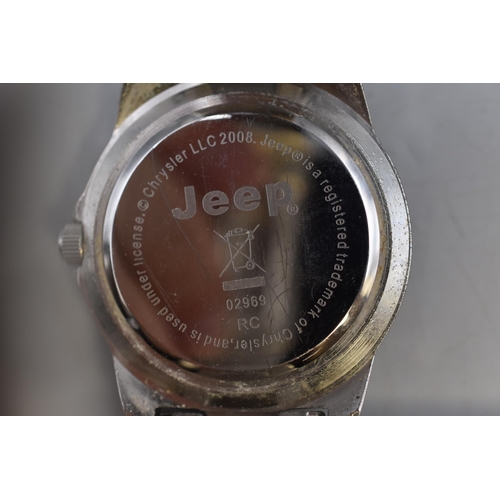 73 - Jeep Gents Date Watch with Stainless Steel Strap and Case