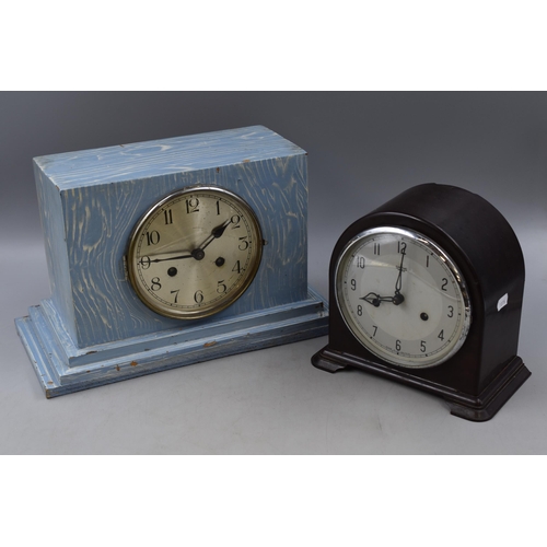 337 - Wood Cased Haller Chiming Mantle Clock and a Smiths Enfield in Bakelite Case