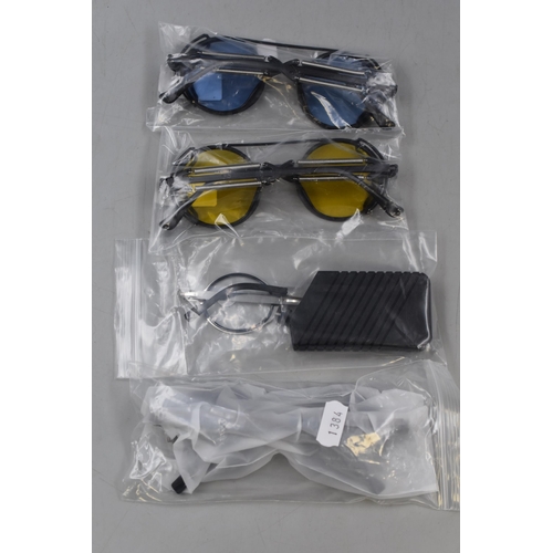 83 - Four Pairs of Black Frame Steampunk Style Sunglasses