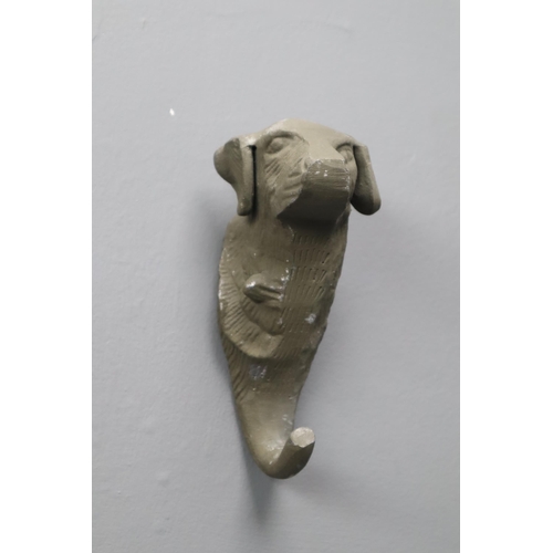 346 - Cast Metal Dog Themed Wall hanging Coat Hook 7.5