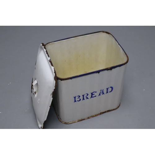 349 - An Enamelled Blue and White Bread Bin, Approx 13