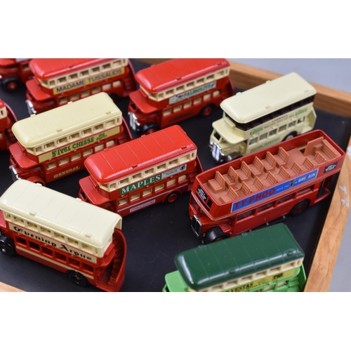 186 - Collection of Twelve Die-Cast Metal Double Deck Buses, R.A.C, T.V Times, St Ivel Cheese, Swan Vestas... 