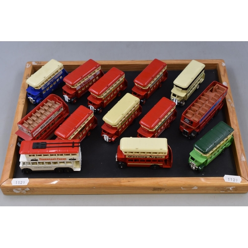 186 - Collection of Twelve Die-Cast Metal Double Deck Buses, R.A.C, T.V Times, St Ivel Cheese, Swan Vestas... 