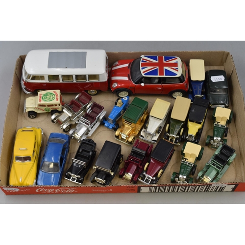 188 - Large Collection of Pre-Owned Die-Cast Model Vehicles, 2001 Mini Cooper, 1962 Volkswagon Microbus, 1... 