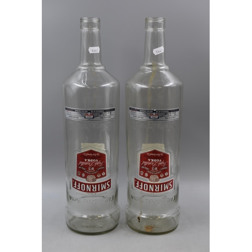 370 - Two Large 3ltr Empty Smirnoff Bottles