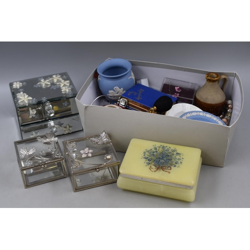 380 - Mixed Selection of Jewellery, Trinket Boxes and Small Ceramics including Wedgwood