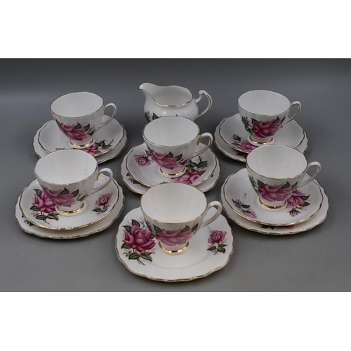 382 - An Eighteen Piece Colclough Rose Pattern Tea Set