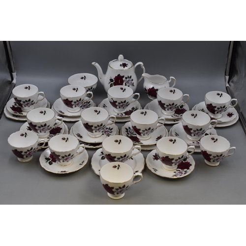 383 - A Thirty Nine Piece Colclough Red and White Rose Pattern Tea Set