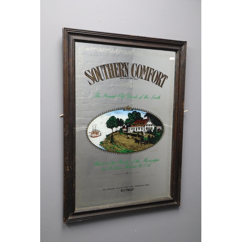 398 - Large Framed Pub Style Southern Comfort Advertising Mirror 35