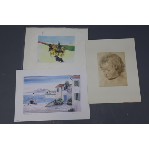 399 - Three Art Prints. Inlcudes French Waterside Scene, Peter Paul Reubens, And Henri de Toulouse-Lautrec