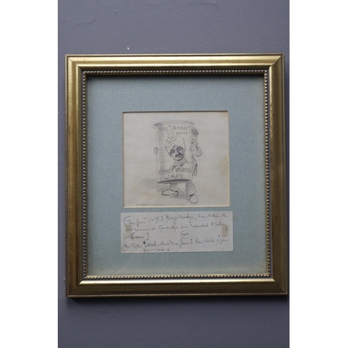 400 - A Framed and Glazed Original Early 20th Century Pencil Cricket Cartoon By JH Dodgson (Pseudonym 'kes... 