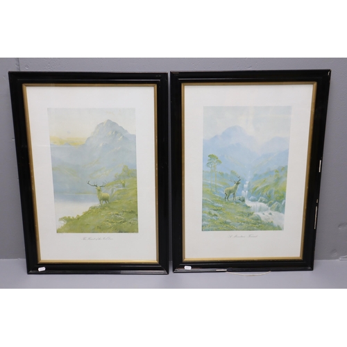 401 - Pair of Framed and Glazed Prints entitled The Haunt of The Red Deer, and A Mountain Torrent by the a... 