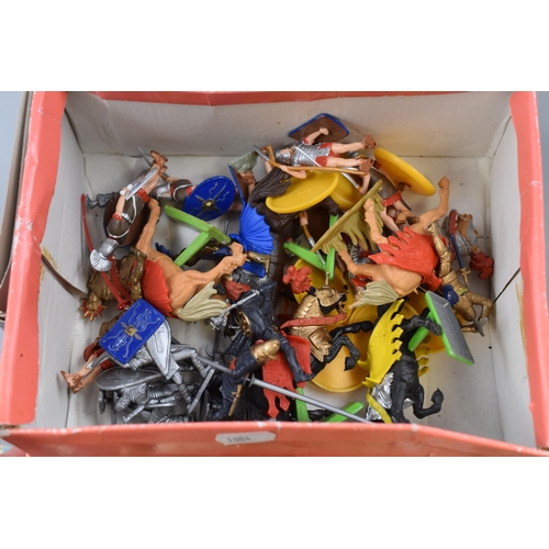 413 - Four Boxes of Vintage Plastic Toy Soldiers and Figures including Crescent Toys and Four Empty Boxes