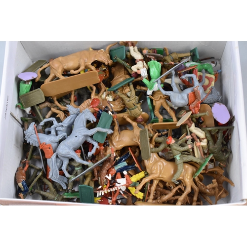 413 - Four Boxes of Vintage Plastic Toy Soldiers and Figures including Crescent Toys and Four Empty Boxes