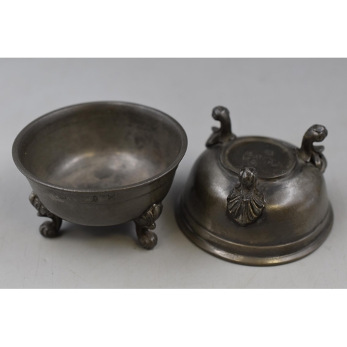 206 - A Pair of 19th Century Pewter Salts (Marked To Base), With 19th Century Pewter Wine Funnel