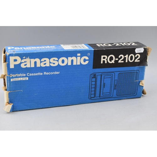 437 - Working Retro Panasonic RQ-2102 Slimline Portable Cassette Recorder with Power Lead in Original Box ... 