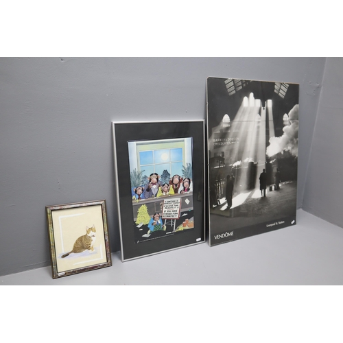 446 - Framed Print of Liverpool Street Station, John Faber Production Monkey Print and a Original watercol... 