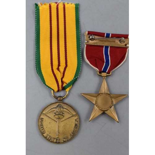 253 - Two USA Military Medals. Includes Vietnam Service Medal, And Bronze Star