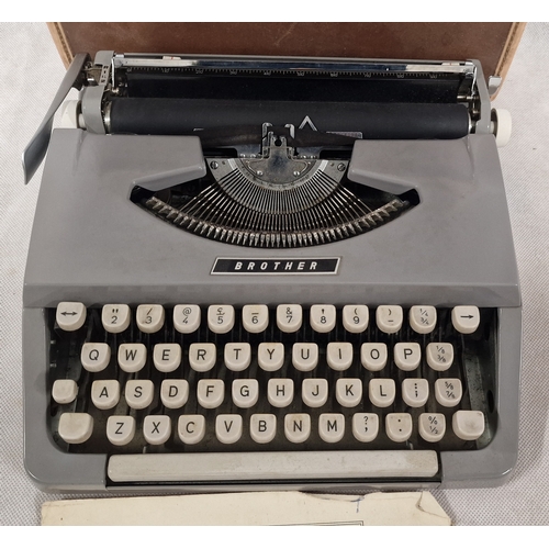 455 - Vintage Ultra Portable Brother Typewriter With Case and Keyboard Diagram.