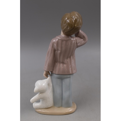 268 - Nao by Lladro Tired Boy with Teddy Figure (Approx. 8