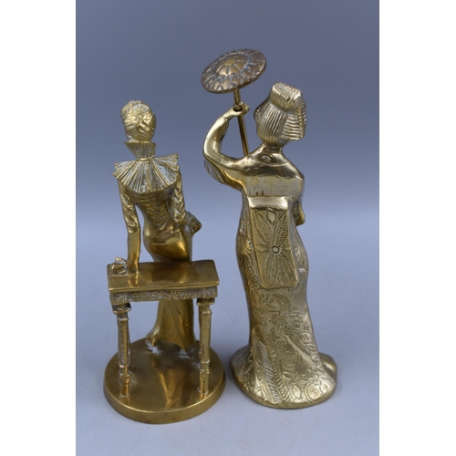 274 - Two Brass Female Figures. Includes Geisha Girl, And Art Deco Lady