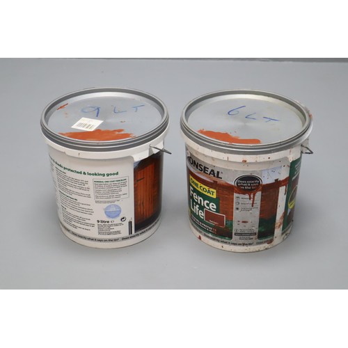 488 - Two Tubs of Ronseal Once Coat Fence Life in Red Cedar (6Ltr & 9Ltr)