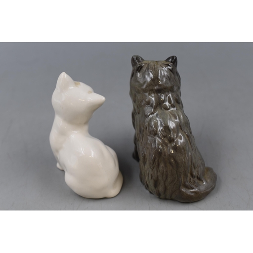 296 - Two Royal Doulton Ceramic Kitten Figures. Includes White Kitten, And Injured Kitten (Chipped)