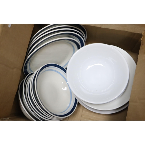 491 - Three Boxes Containing a Large Selection of Plates and Bowls. Includes Porcelite and Charm