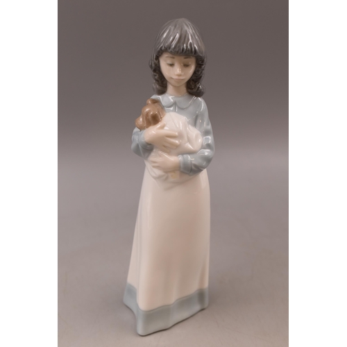 305 - Nao by Lladro Girl with Puppy Figure (Approx. 9.5