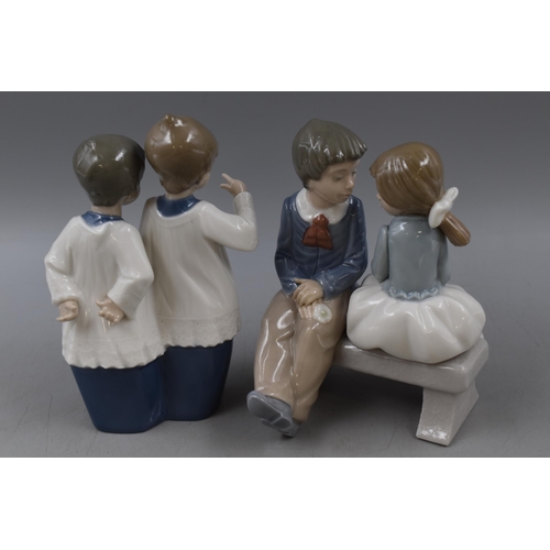 315 - Two Nao Figures to include Boy and Girl New Love and Curious Choir Boys (Tallest Approx. 7