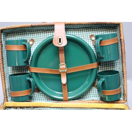 809 - A Four Person Wicker Retro Picnic Basket, With Contents