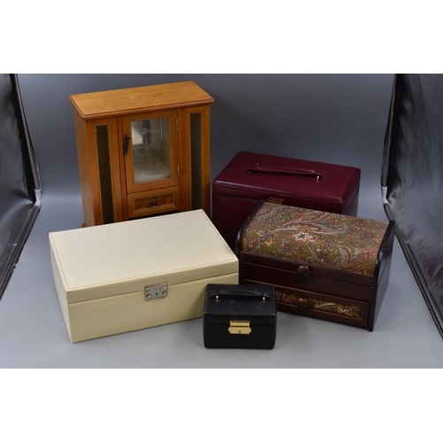 538 - Selection of 5 Jewellery Boxes including Wooden Display