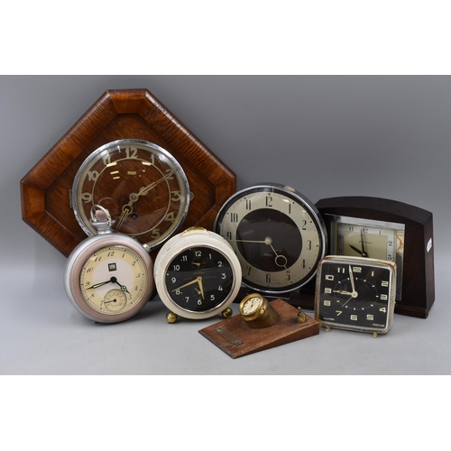 541 - Selection of Vintage Clocks including John D Francis, Smiths, Columbia and More