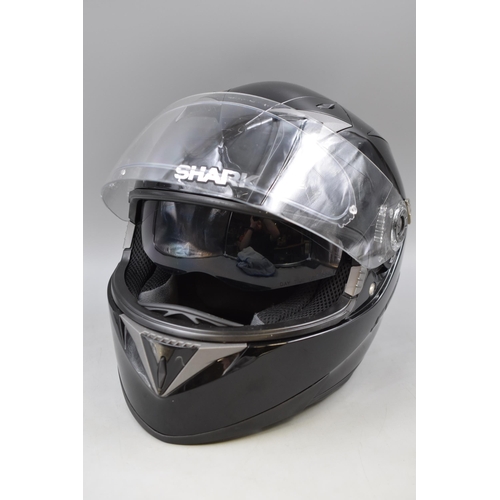 812 - Shark Motorbike helmet in Very Good condition complete with Storage bag Size Small