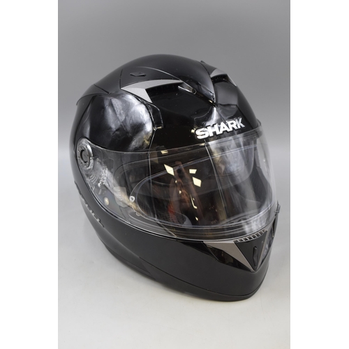 812 - Shark Motorbike helmet in Very Good condition complete with Storage bag Size Small