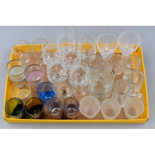 828 - Mixed Selection of Small Glasses, includes Mini Pint Pots, Shot Glasses and more