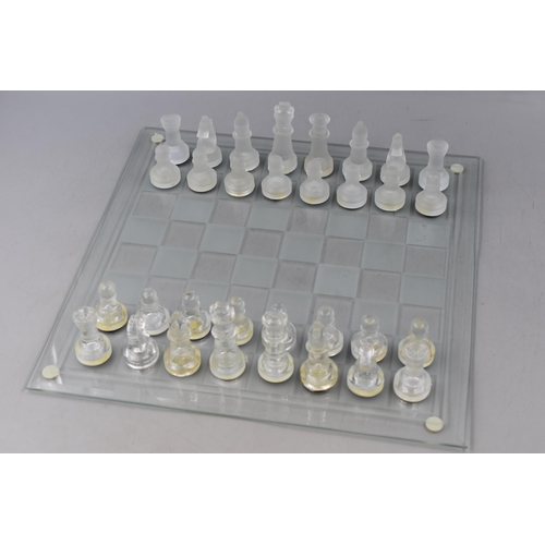 830 - Knight Glass Chess Set in Original Box