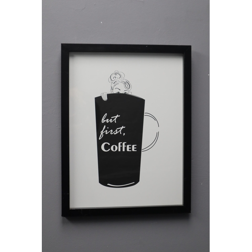 848 - Three Framed and Glazed Retro Style Coffee Posters, All Approx 17.5