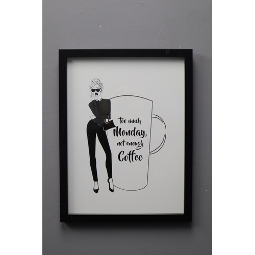 848 - Three Framed and Glazed Retro Style Coffee Posters, All Approx 17.5