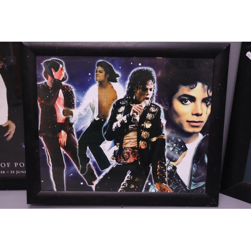 851 - Mixed Lot of Framed and Glazed Michael jackson Pictures to include 3D Largest approx 27