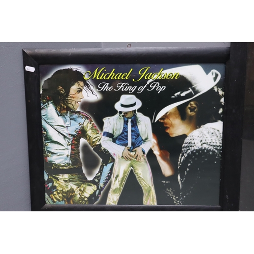 851 - Mixed Lot of Framed and Glazed Michael jackson Pictures to include 3D Largest approx 27