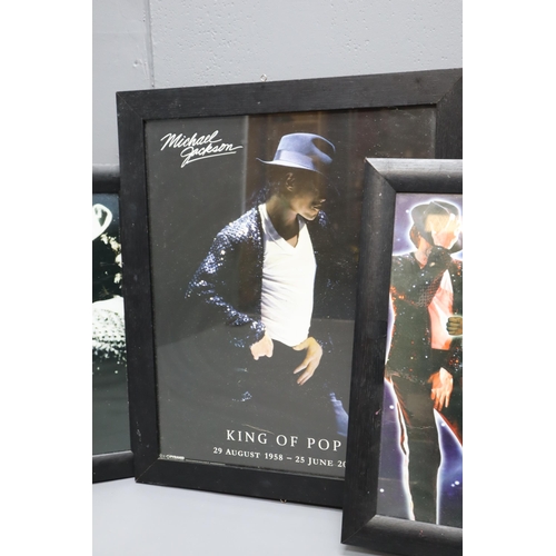 851 - Mixed Lot of Framed and Glazed Michael jackson Pictures to include 3D Largest approx 27