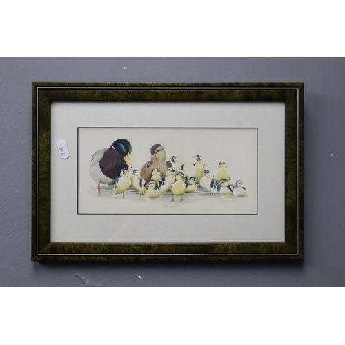 854 - Three Framed and Glazed Artworks. Includes 'The Kids' Duck and Duckling Prints, And Two Original Oil... 