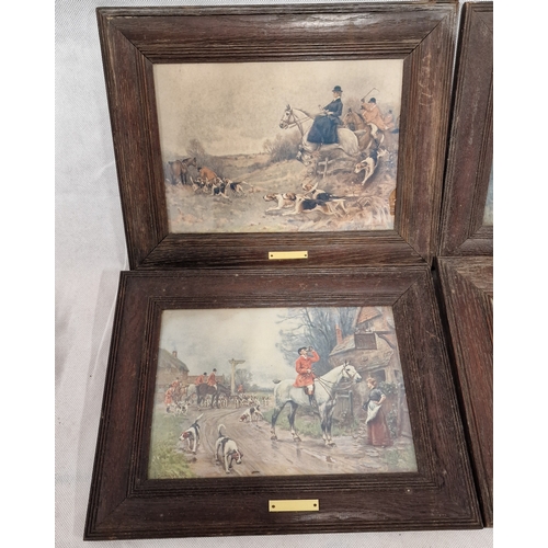 855 - Set of 4 Antique Framed Hunting Scenes.