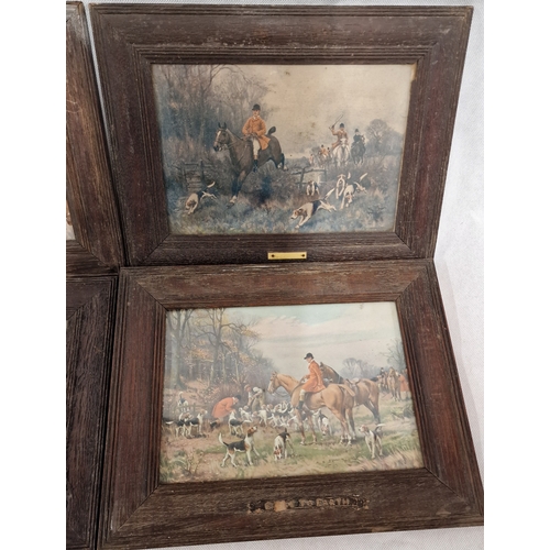 855 - Set of 4 Antique Framed Hunting Scenes.