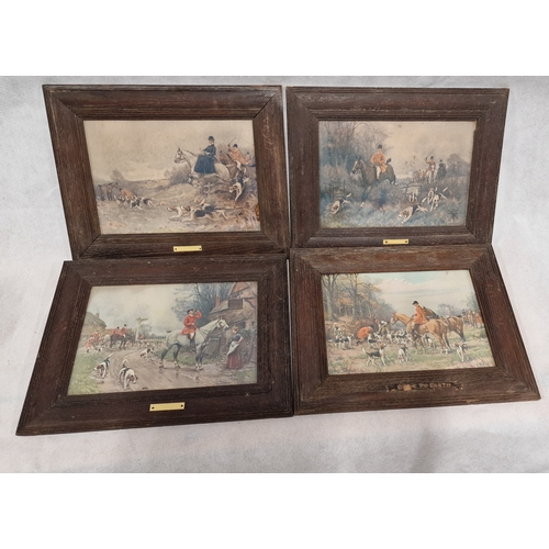 855 - Set of 4 Antique Framed Hunting Scenes.