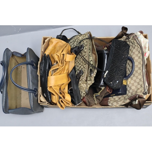 856 - Selection of Vintage Bags and Handbags together with a Pair of Leather Gloves