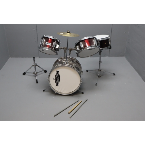 858 - Youths Drum Kit complete with Foot pedal and Drum Sticks